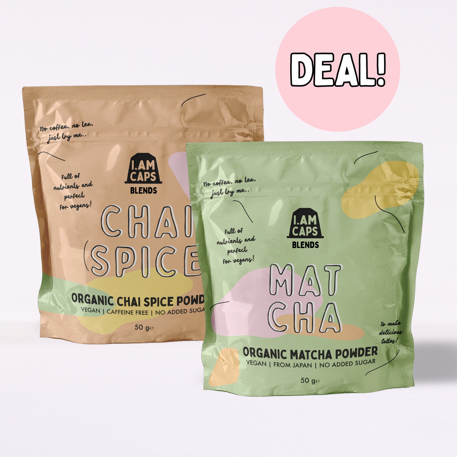 I.AM.blends 2-pack: CHAI SPICE + PREMIUM MATCHA (60 servings)